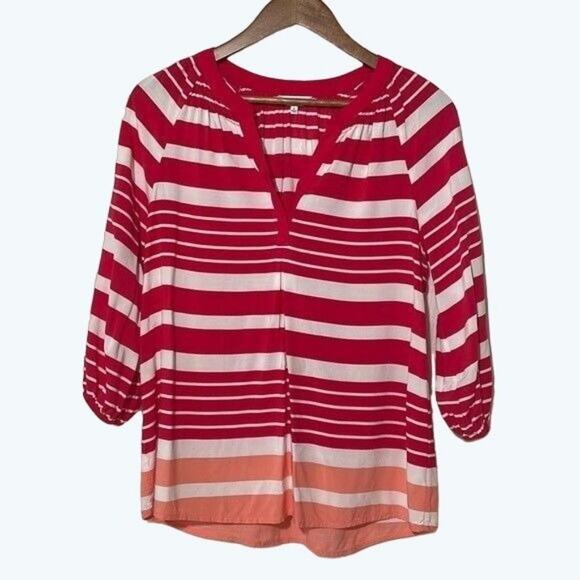 Crown & Ivy Shirt Womns Medium Blouse Stripes 3/4 Sleeve Medium 5 FOR $25 π΅ π² - Picture 1 of 6